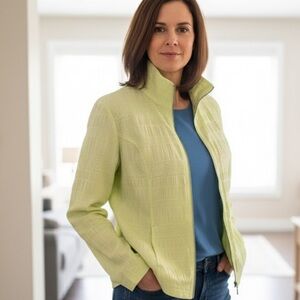 Christopher &  Banks Lime Green Jacket with roll up sleeves size Med